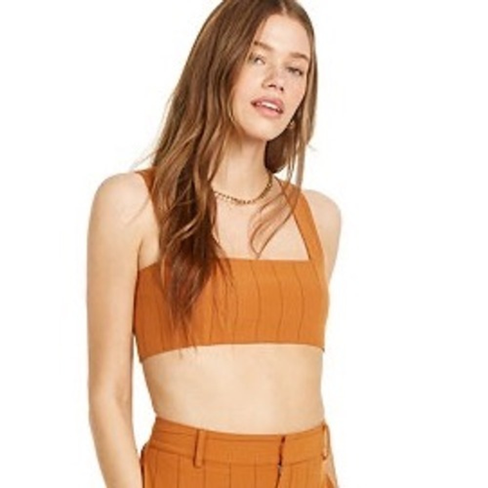 Danielle Bernstein Pinstripe Crop Top Burnt Orange Rust Bralette Size 00